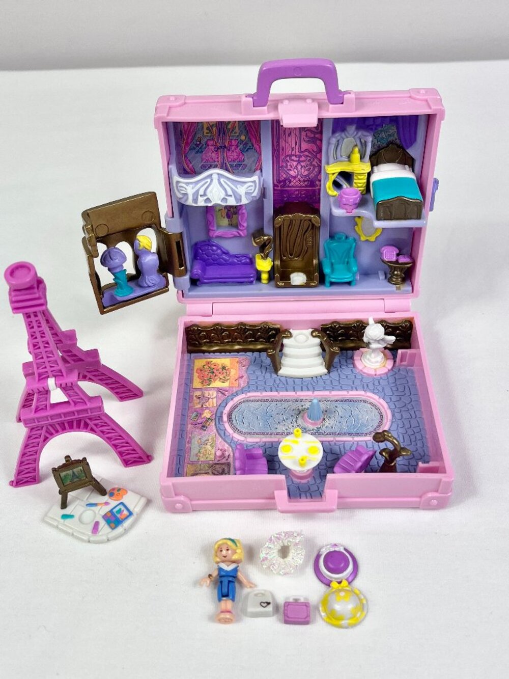 Vintage Polly Pocket Polly In Paris Complete Suitcase Doll Accessories 1996